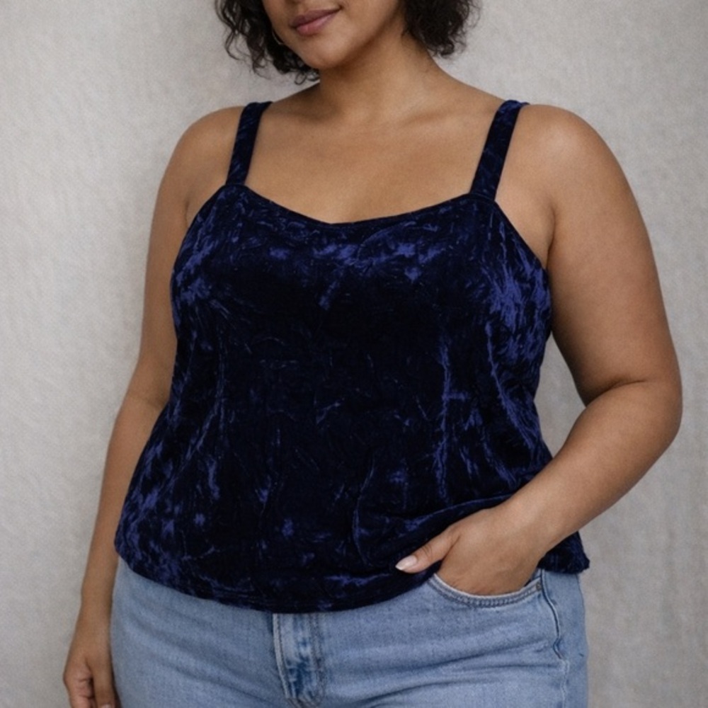Via Veneto Teal Crushed Velvet‎ Y2K Mermaid Party Crop Top Size 20
